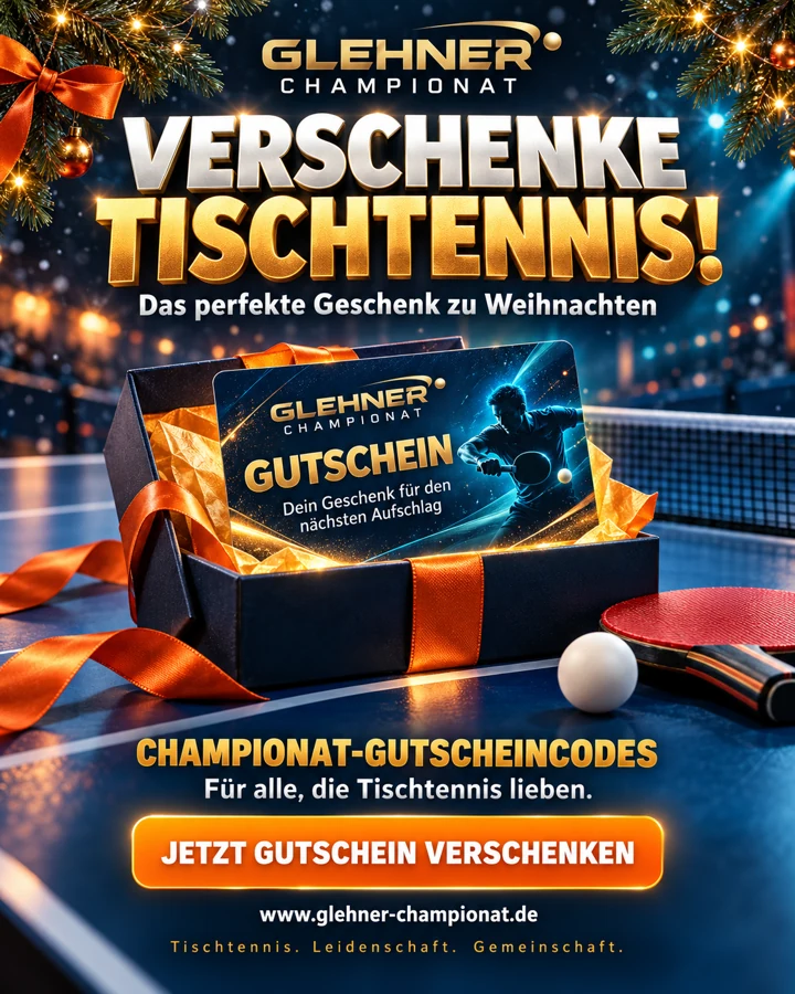 Verschenke Tischtennis: Championat-Gutscheincodes als Geschenk zu Weihnachten